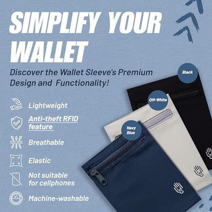 Wallet Sleeve, Wallet Wristband - Anti-Pickpocket -RFID Anti-theft - Lightweight -Perfect for Travel, Running, Hiking,3 Pack - size: Medium