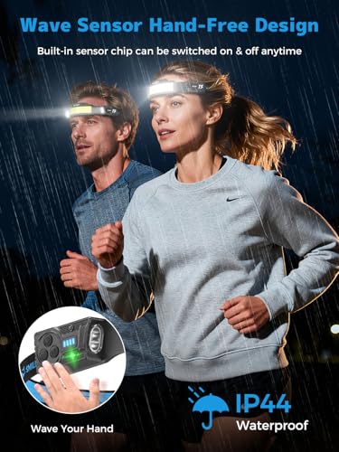 Smiling Shark TS-4 Headlamp, Dual Spotlight with 4X Floodlight & Strobe LED Head Torch Rechargeable 2400mAh Long-Lasting Hands-Free Design for Camping Hiking Running Jogging (2 Pack) - style: 2 PACK