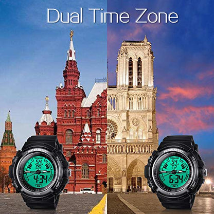 10ATM Waterproof Digital Scuba Diving Watch 100m Underwater for Swimming and Running with Stopwatch and Luminous LCD Display Built-in