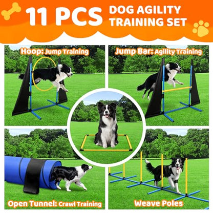 POPMOON Dog Agility Course Backyard Set, 11-Piece Dog Agility Equipment