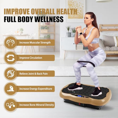 Vibration Plate Exercise Machine / Full Body / Portable / Weight Loss - color: Gold