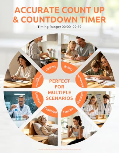 Digital Kitchen Timer, Magnetic Countdown Timer with Large LCD Display