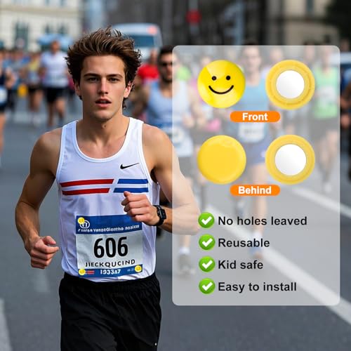 Magnetic Bib Clips for Runners Race Bib Clips Secures Running Athletes Bib Holders for Runner Marathon Cycling Marathon Running Essential Gift for Runner Men Women (Black) - color: Black