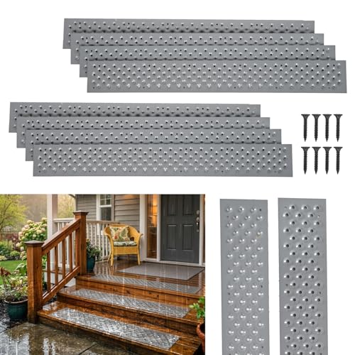 tonchean 8-Pack 30 x 3.75 Non Slip Aluminum Stair Treads for Outdoor Steps - color: Grey