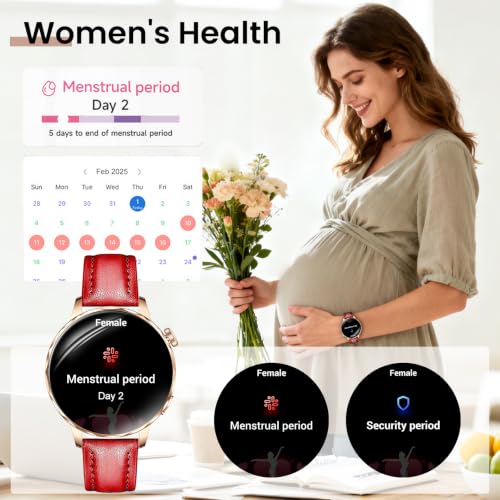 Smart Watches for Women, 1.27'' Smart Watch (Answer/Make Calls) Compatible with iPhone/Android Phones, IP68 Waterproof Fitness Tracker Watch with Sleep Monitor,100+ Sports Modes (Red) - color: Red