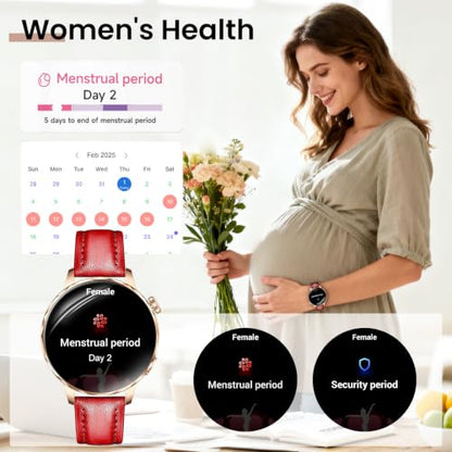 Smart Watches for Women, 1.27'' Smart Watch (Answer/Make Calls) Compatible with iPhone/Android Phones, IP68 Waterproof Fitness Tracker Watch with Sleep Monitor,100+ Sports Modes (Red) - color: Red