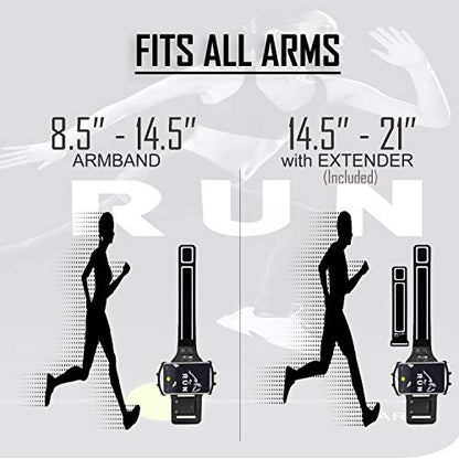 RevereSport Universal iPhone Running Armband (17/16/15/14/13/12/11/10/X/XR/SE/Air/Plus/Max/Pro). Phone Holder Case - size: iPhone