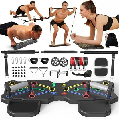HOTWAVE Push Up Board, Portable Pushup Board & Plank Trainer, Push Up Bar - color: Black