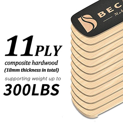 Balance Board Trainer, Wooden Balance Board with Adjustable Stoppers -3 Different Distance Options-Balance Exercise Equipment for Fitness Work