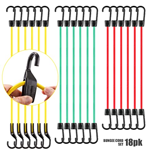 CARTMAN 18-Piece Adjustable Bungee Cord Assortment with Hooks - size: 18PCS/Adjustable Hook