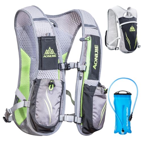 TRIWONDER Running Vest Hydration Pack Backpack for Men & Women, Lightweight Trail Marathon Run Race Vest for Cycling Jogging - color: 02 Black&Grey - with 2L TPU Water Bladder