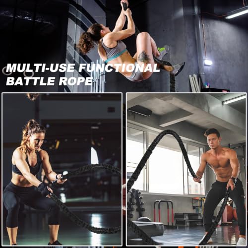 Battle Rope 1/1.26/1.5/2 Inch Diameter,Pink 30FT/40FT/50FT Exercise Workout Ropes for Home Gym Heavy Weighted Training Rope for Working Out - style: 2 inch 40ft