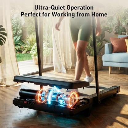 DeerRun Under Desk Walking Pad Treadmill for Home Office & Small Spaces, 6% Manual Incline, 0.6–3.8 MPH Walking Speed, 2.5 HP, 300 lb Capacity, App & Remote Control - color: Rich Black