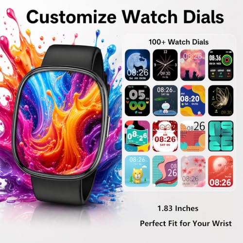 LIVIKEY Bluetooth Calling Smart Watch, 1.83" Display, Step Counter Tracker - color: Black with Blue Frame