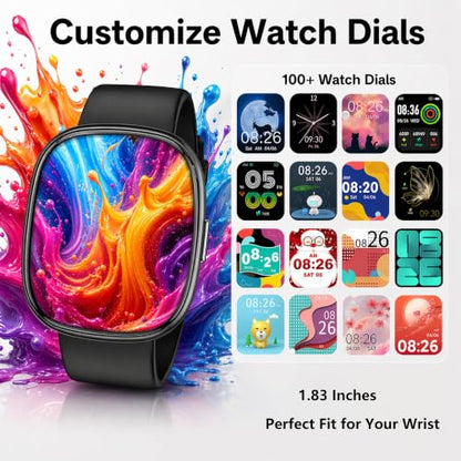LIVIKEY Bluetooth Calling Smart Watch, 1.83" Display, Step Counter Tracker - color: Black with Blue Frame