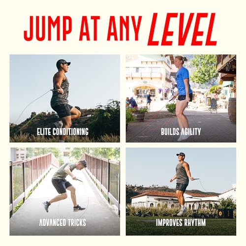 Elite Jumps Fit Plus Pro Freestyle PVC, 4mm Cord Skipping Rope, Cardio, Adjustable 10ft Length with 8" Reinforced Handles, Non-Slip Grip for Gym Workout, School Sport, Beginner Use - Silver