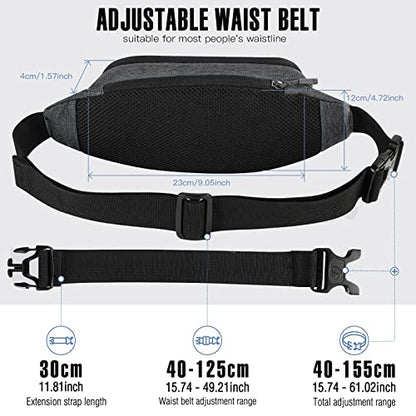 WATERFLY Small Fanny Pack Crossbody Lightweight Waist Bag for Woman Man - color: B-Grey