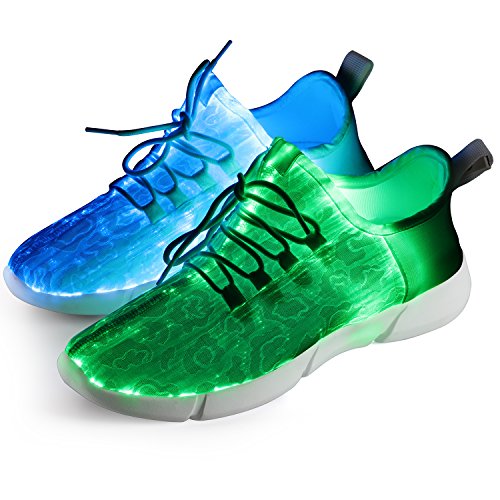 Shinmax LED Light Up Shoes for Women Men, USB Rechargeable Fiber Optic Glowing Sneakers, Luminous Flashing Shoes for Dancing, Festivals, Parties - size: 10 Women/8 Men