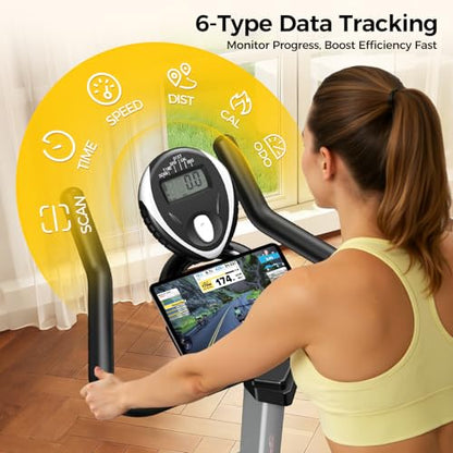 Exercise Bike,Stationary Bike for Home,Magnetic Indoor App Cycling Bike - color: Silver Yellow