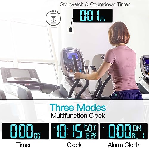 XREXS 17.2 Inch Large Digital Wall Clock with Remote Control - color: Ice Blue