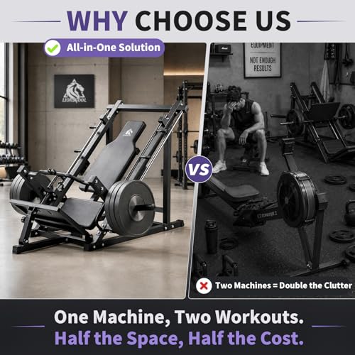 LIONSCOOL 2-in-1 Linear Row & Leg Press Machine Combo for Home Gym