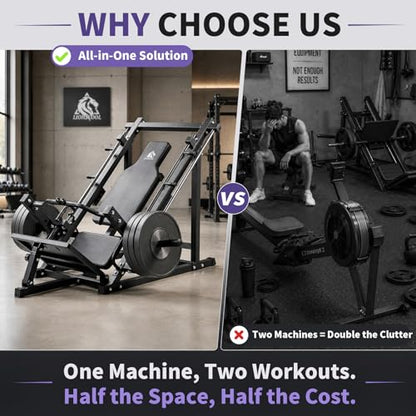 LIONSCOOL 2-in-1 Linear Row & Leg Press Machine Combo for Home Gym