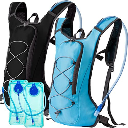 Wesiti 2 Pack Water Backpack Pack with 2L Hydration Bladder, Black, Blue - color: Black, Blue