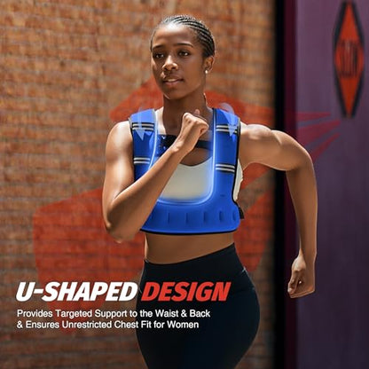 ZELUS Weighted Vest for Women & Men, U-Shaped Running Vest with Arm Pocket - color: Blue, size: 6LB