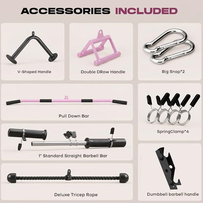 TOUSAINS TOUSAINS CR63 Foldable Cable Machine for Home Gym - color: Pink