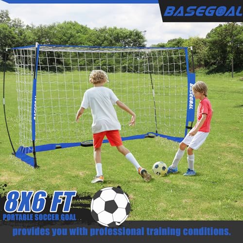 BaseGoal Soccer Goal for Backyard,with Bow Frame and Agility Ladder - size: 8x6 ft