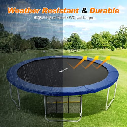 ExacMe Round Trampoline Spring Cover, 0.8 in Thick Replacement Safety Pad - color: Dark Blue, size: 10 Foot