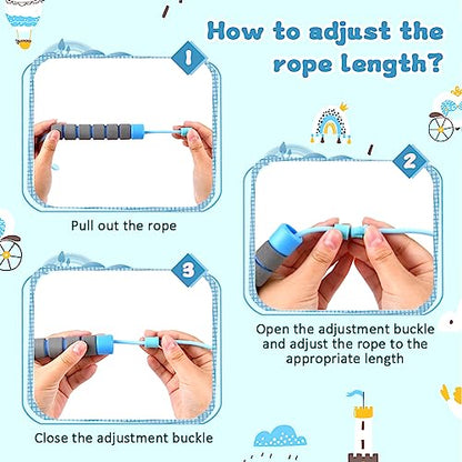 Flintronic Skipping Ropes for Children, 2 Pack Adjustable Jumping Rope for Kids, 2.6m Skipping Rope with Skin-Friendly Foam Handles, Soft Jump Rope for Girls Boys Exercise Workout Outdoor