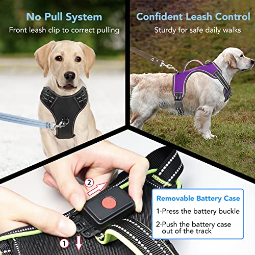 Light Up Dog Harness, Rechargeable LED Dog Vest for Night Walking - color: Purple-Pink, size: XL