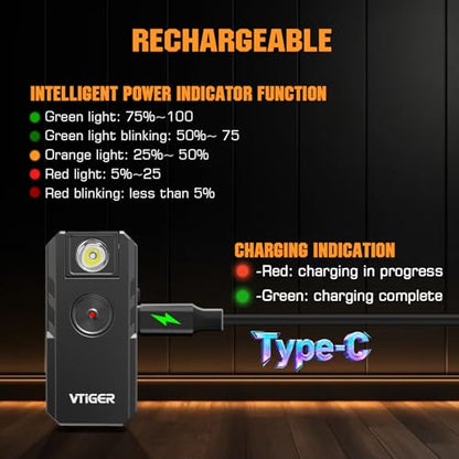 VTIGER C1 Rechargeable EDC Flashlight Clip-on Light, 1300 Lumens Powerful Portable Mini Swivel Clip Light,Multi-Mode,IPX6 Waterproof, Magnetic Small Pocket Lights for Cycling,Working,Emergency,Signal - color: Black