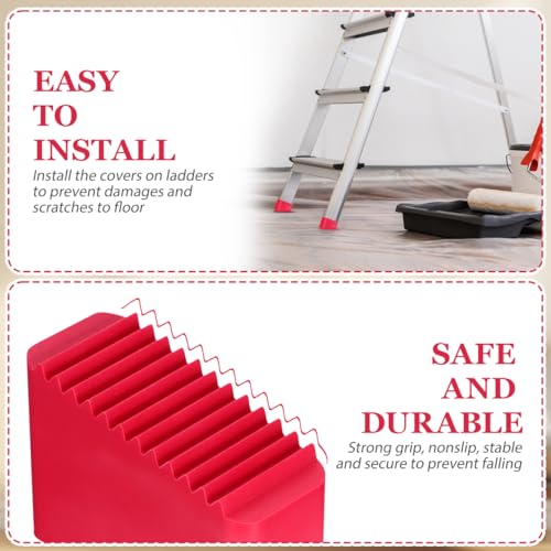 Cabilock Ladder feet Covers 4 Pack Non-Slip Ladder Foot Protective Covers for Extension Accessories Rubber Pads Replacement 2.16 X 1.49 X 0.98 in - color: 2.red