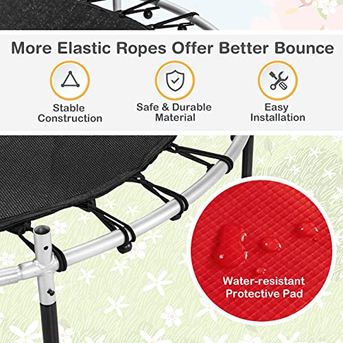 GYMAX Toddler Trampoline, 55” Trampoline for Kids with Bottom-to-Top All-Round Enclosure Net & Seamless Jumping Mat, ASTM Approved Easy Assembly Kids Mini Trampolines Indoor/Outdoor - color: Shine Red