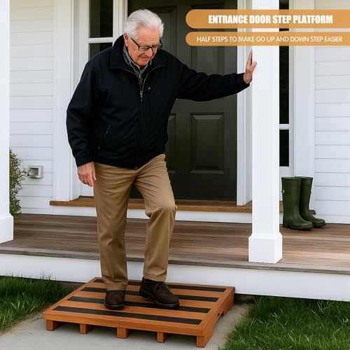 Wooden Step Stool 3 Inch One-Step Non-Slip Outdoor Platform