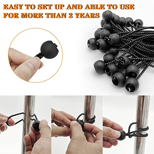 50 Pack 6 Inch Bungee Cords，Bungee Balls, Bungee Cords with Balls,Elastic String Ties for Camping, Tents, Tarp, Canopy Shelter, Wall Pipe,Holding Wire and UV Resistant,Tarp tie Down
