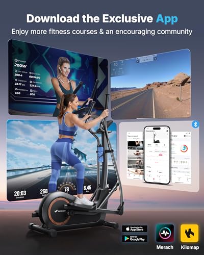 Merach Elliptical Machine, Elliptical Exercise Machine for Home with Hyper-Quiet Magnetic Drive System, Elliptical Training Machines with16.5-19IN Stride, Automatic Resistance, 400lbs Capacity - style: 16.5IN Stride Smart Self-powered