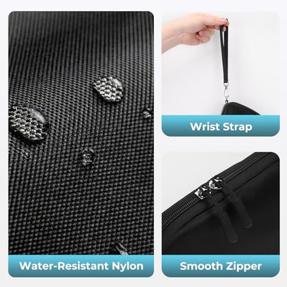 FYY Travel Cable Organizer - 8 Compartments, Lightweight, Water Repellent - color: Black, size: (M) 8.9"× 5.1"× 3.3"