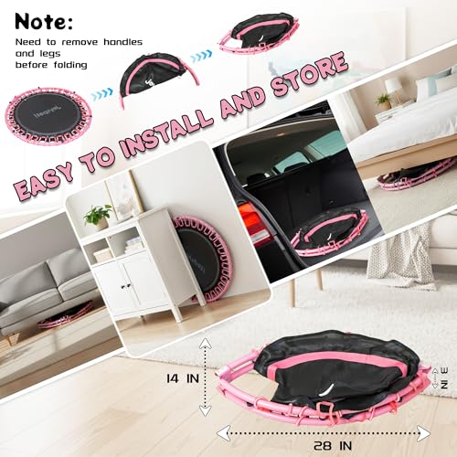 450LBS Foldable Rebounder Trampoline for Adults with Adjustable Handle 40" - color: Pink