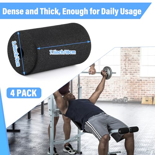 Deekin 4 Pcs Foam Foot Pad Rollers Buffer Tube Cover for Exercise Machine Home Gym Equipment Replacement Pads for Leg Extension Weight Bench Inversion Table(1 x 3.54 x 7.1 Inches) - size: 1 x 3.54 x 7.1"