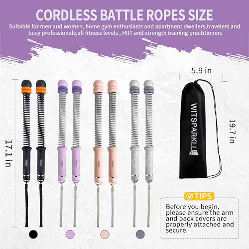 Portable Adjustable Ropeless Battle Ropes with Purple - color: Purple