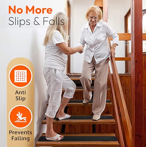 Stair Treads Non-Slip for Wooden Steps Indoor and Outdoor Grip Tape 6"x24" - size: Black, style: 5 Pack