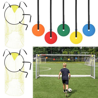 7 PCS Soccer Goal Target Sets Adjustable Straps Training Set for Shooting Accuracy Speed and Agility Practice Sports Training for Lacrosse Football Baseball Hockey