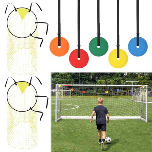 7 PCS Soccer Goal Target Sets Adjustable Straps Training Set for Shooting Accuracy Speed and Agility Practice Sports Training for Lacrosse Football Baseball Hockey