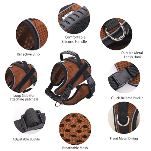 AIITLE No-Pull Dog Harness Reflective Mesh Vest Adjustable, Brown S - color: Brown, size: S