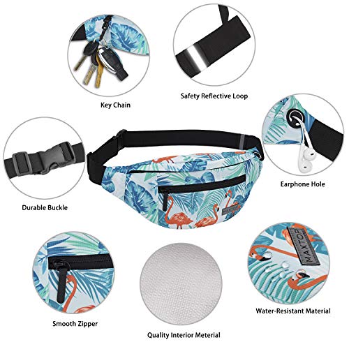 Large Fanny Pack Belt Bag with Adjustable Straps Waist Pack for Men Women - color: Flamingo Green