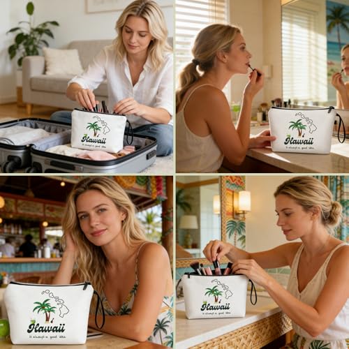 Hawaii Hawaiian Beach Gifts for Women Friend Cosmetic Makeup Bag - color: travel95