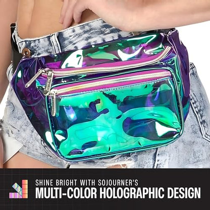 SoJourner Waterproof Holographic Fanny Pack, Transparent Purple - color: Transparent - Purple